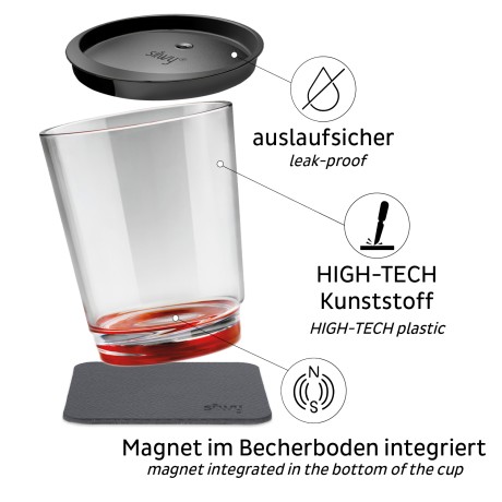 Magnetyczne szklanki z pokrywkami Silwy multikolor 250 ml 6 szt. Silwy - 2