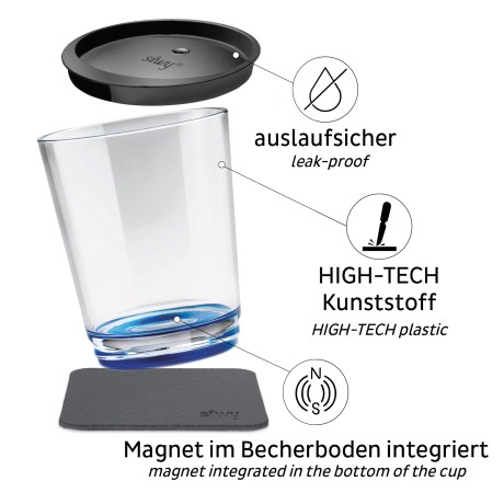 Magnetyczna szklanka z przykrywką Silwy niebieska 250 ml 1 szt. Silwy - 2