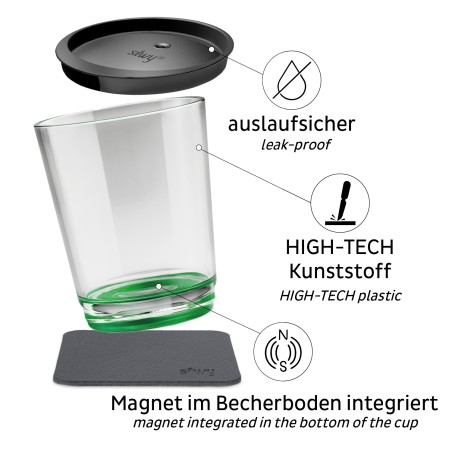 Magnetyczna szklanka z przykrywką Silwy zielona 250 ml 1 szt. Silwy - 2