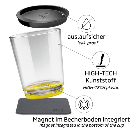 Magnetyczna szklanka z przykrywką Silwy żółta 250 ml 1 szt. Silwy - 2