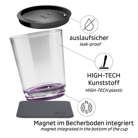 Magnetyczna szklanka z przykrywką Silwy różowa 250 ml 1 szt. Silwy - 2