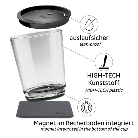 Magnetyczna szklanka z przykrywką Silwy szara 250 ml 1 szt. Silwy - 2