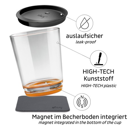 Magnetyczna szklanka Silwy pomarańczowa 250 ml 1 szt. Silwy - 2