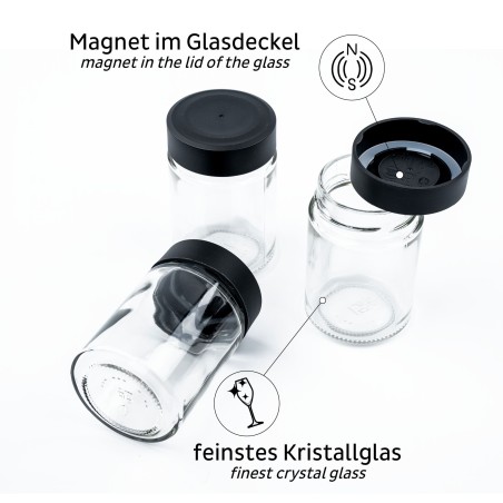 Magnetyczne pojemniki na przyprawy z czarną listwą Silwy przezroczyste 192 ml 3 szt. Silwy - 1