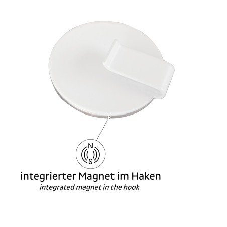 Magnetyczny haczyk Silwy biały z białą podkładką 6,5 cm do 0,2 kg 1 szt. Silwy - 2