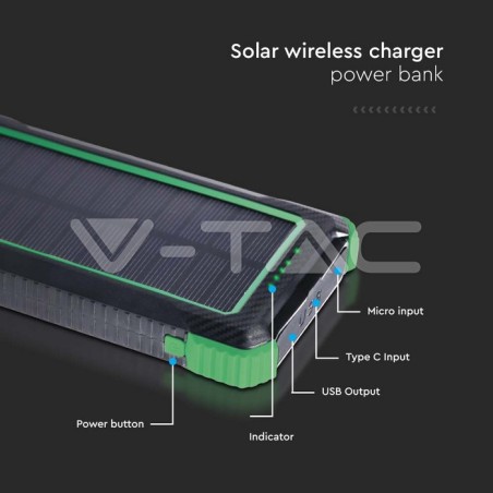 Power Bank V-TAC 10000mAh solarny