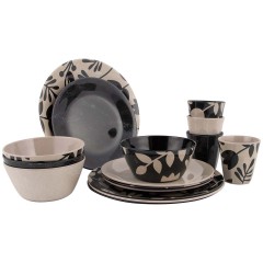 Zestaw obiadowy Mix&Match beżowo-czarny 16.el Bo-Camp 6181381