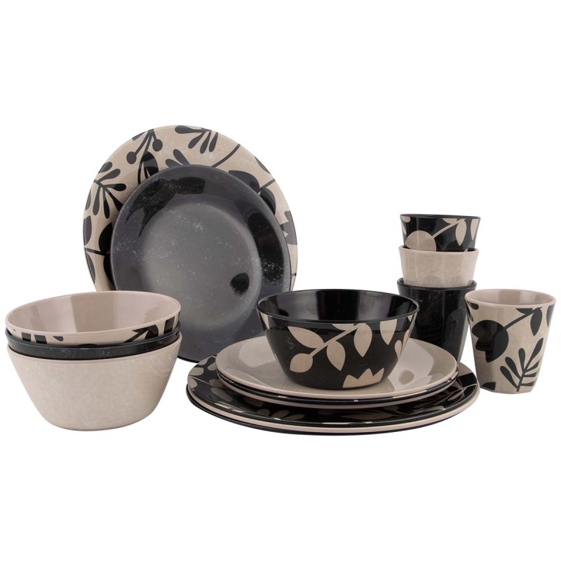 Zestaw obiadowy Mix&Match beżowo-czarny 16.el Bo-Camp 6181381 - zdjęcie główne