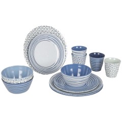 Zestaw obiadowy Mix&Match biało-niebieski 16 el Bo-Camp 6181382