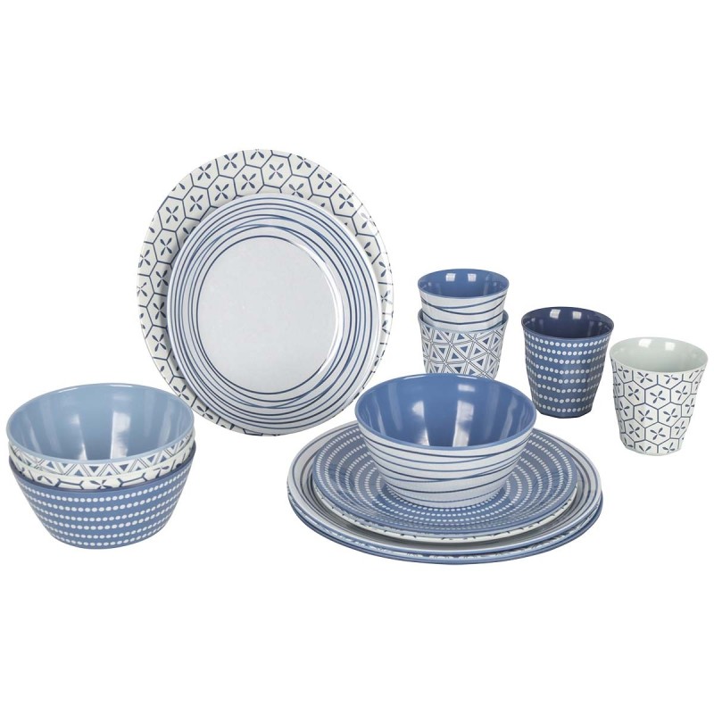 Zestaw obiadowy Mix&Match biało-niebieski 16 el Bo-Camp 6181382 - zdjęcie główne