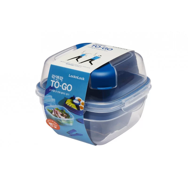 Kwadratowy lunchbox 950 ml ze sztućcami niebieski LocknLock HSM8440TLB