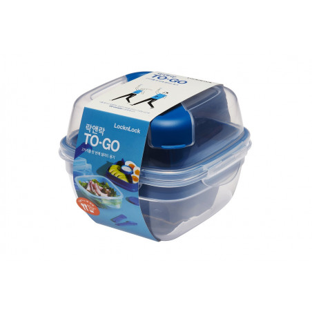 Kwadratowy lunchbox 950 ml ze sztućcami niebieski LocknLock HSM8440TLB LocknLock - 1