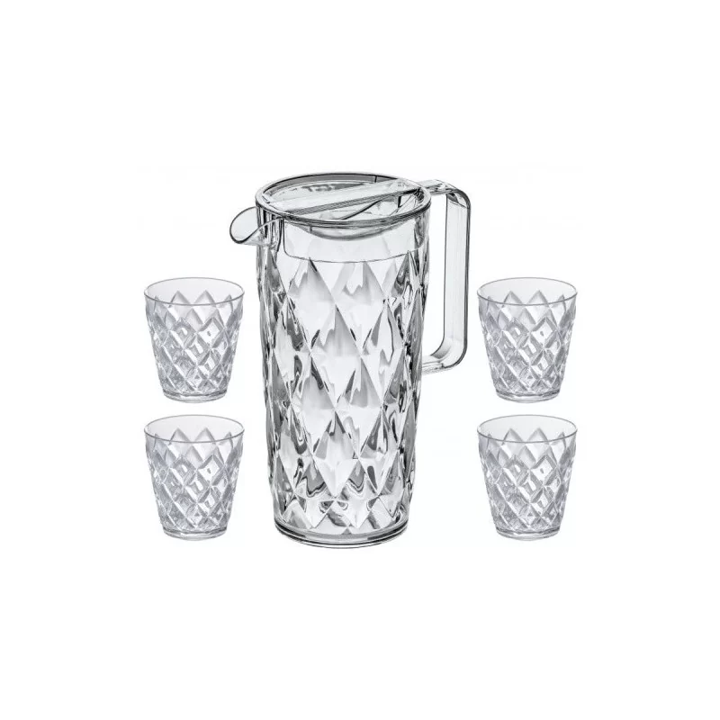 Komplet Dzbanek 1,6 l + 4 szklanki crystal KOZIOL K3688921 Komplet Dzbanek 1,6 l + 4 szklanki crystal KOZIOL K3688921