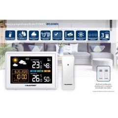 [OUTLET] Stacja pogodowa z obsługą 3 czujników Blaupunkt WS30WH - zdjęcie dodatkowe nr. 1