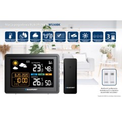 [OUTLET] Stacja pogodowa z obsługą 3 czujników Blaupunkt WS30BK - zdjęcie dodatkowe nr. 2