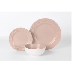 Zestaw obiadowy dla 4 osób 12 el. Nano Plate Blush Flamefield FNPB0112